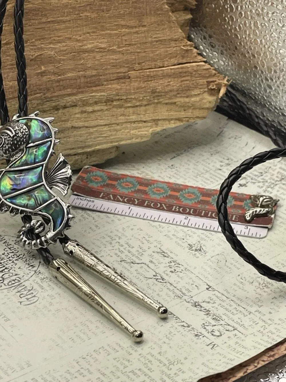 ABALONE Shell SEAHORSE Sea Horse Life Beach BOLO Tie Dad Son Festival wedding
